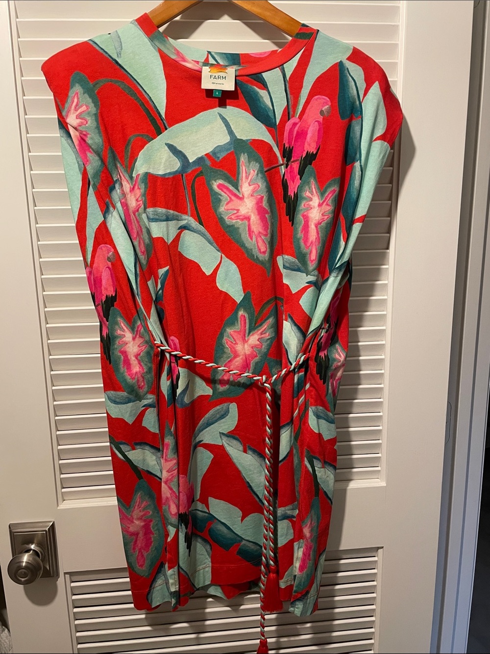 Farm Rio Tropical Red Floral Belted Dress